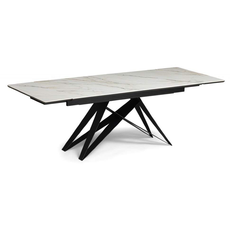 Керамический стол Блэкберн 160(220)х89 белый gilt white / черный 