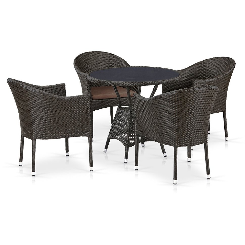 Комплект плетеной мебели T707ANS/Y350-W53 4Pcs Brown 