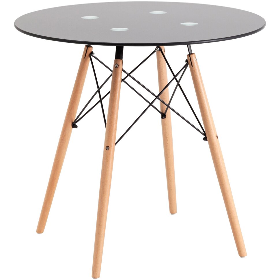 Стол круглый EAMES DSW NEW D=80 стеклянный черный 