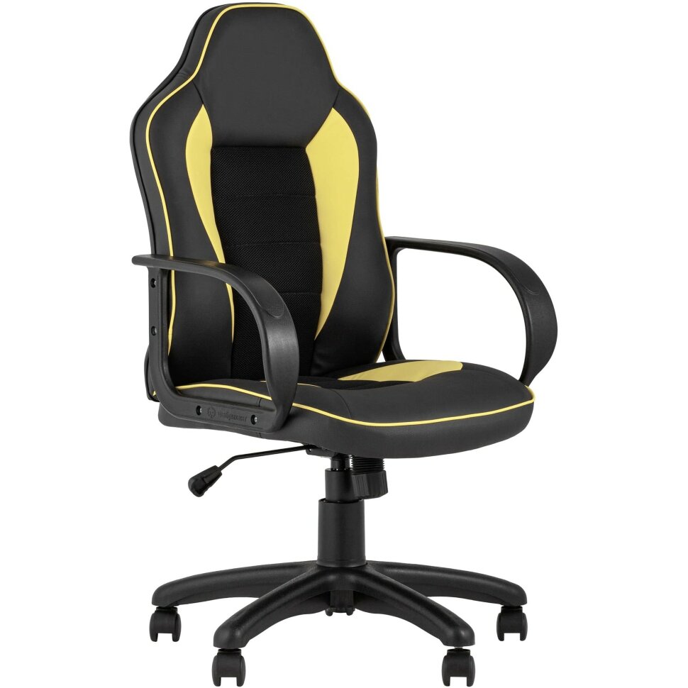 Компьютерное кресло Stool Group игровое Кратос экокожа черный/жёлтый крестовина пластик Компьютерное кресло Stool Group игровое Кратос экокожа черный/жёлтый крестовина пластик