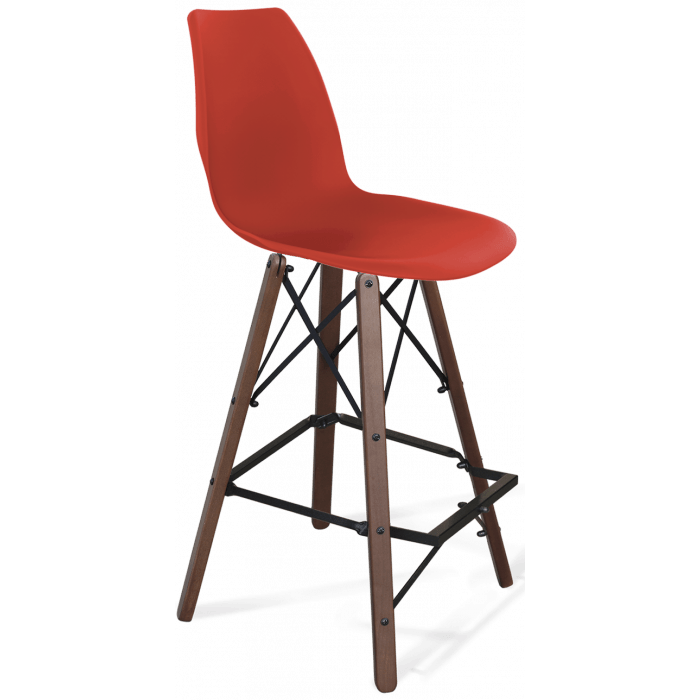 Барный стул SHT-ST29/S80 красный ral3020 / темный орех / черный муар 